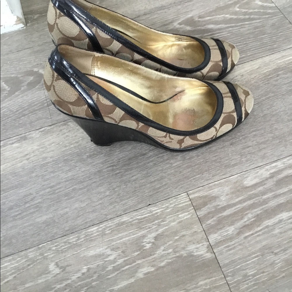 coach Brown Wedge Shoes Size 7.5B $40 - Picture 9 of 13